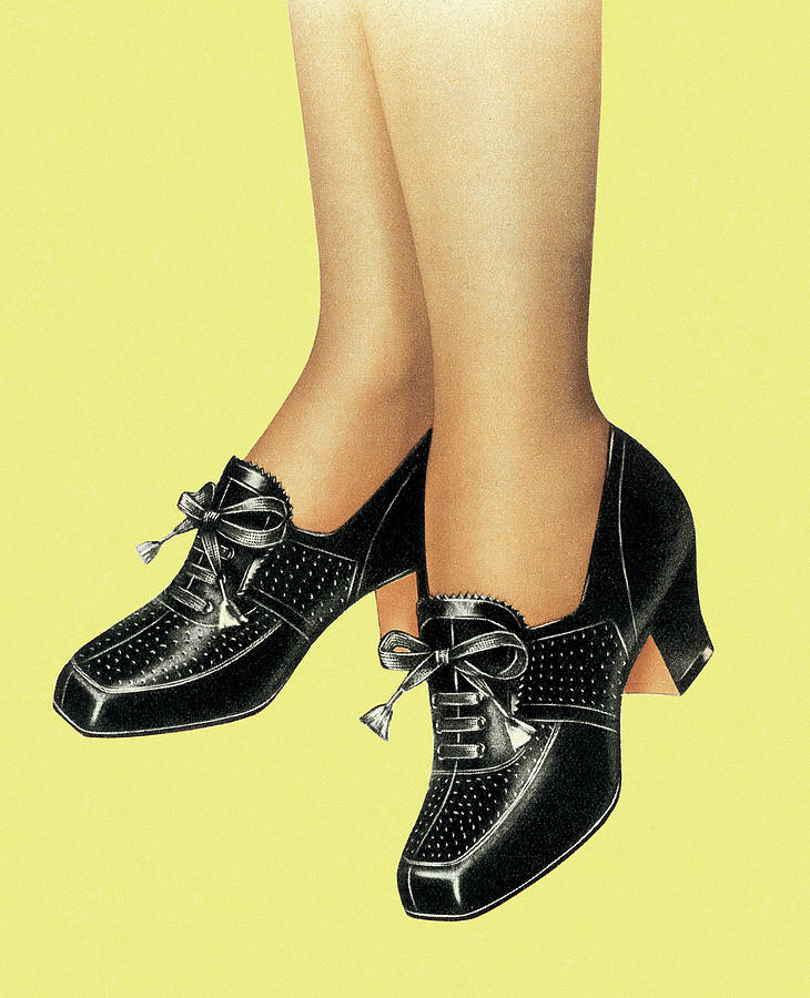 Vintage Drawing - Shoe modeling #2 by CSA Images