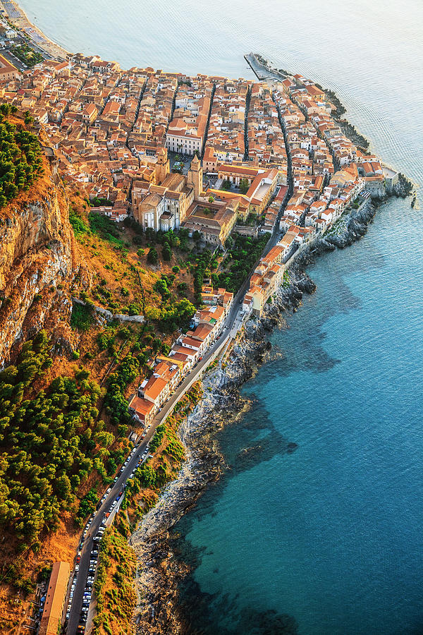 Sicily, Cefalu, Aerial View, Italy Digital Art by Antonino Bartuccio ...