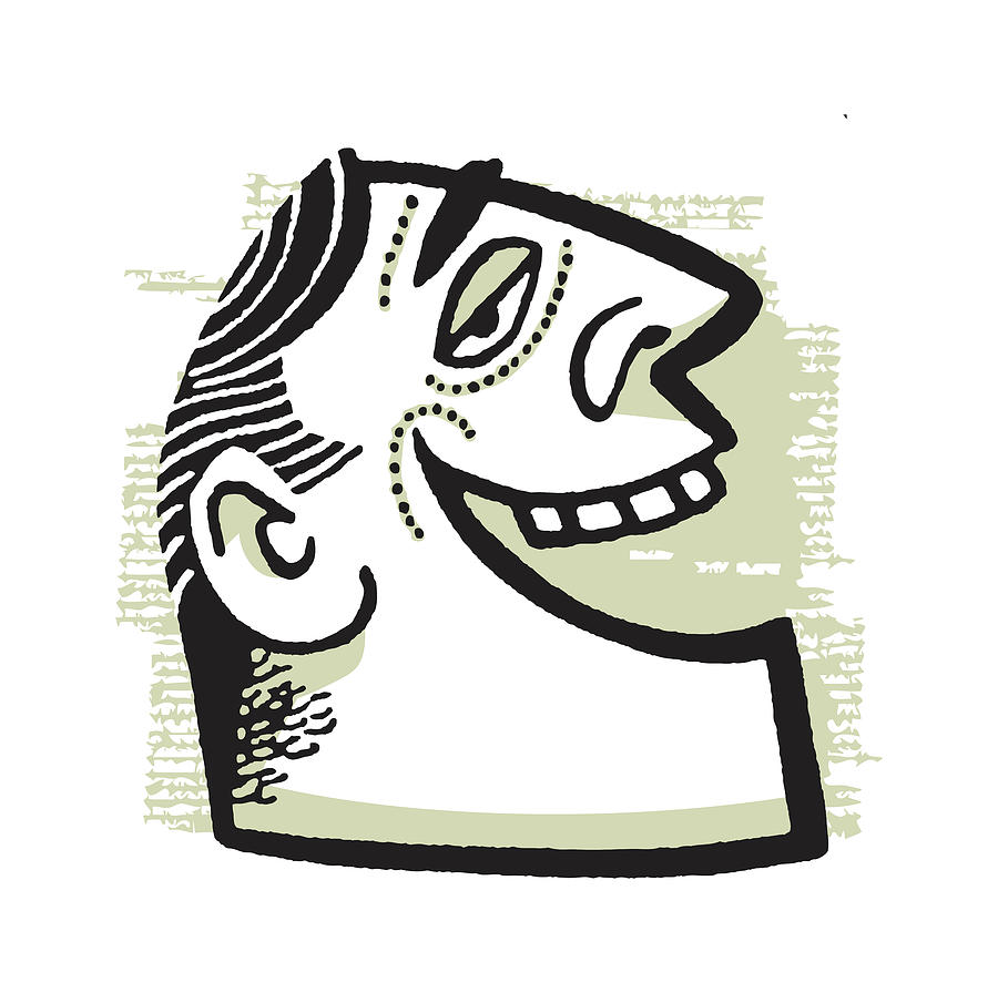 Side View of Laughing Man #2 Drawing by CSA Images - Pixels