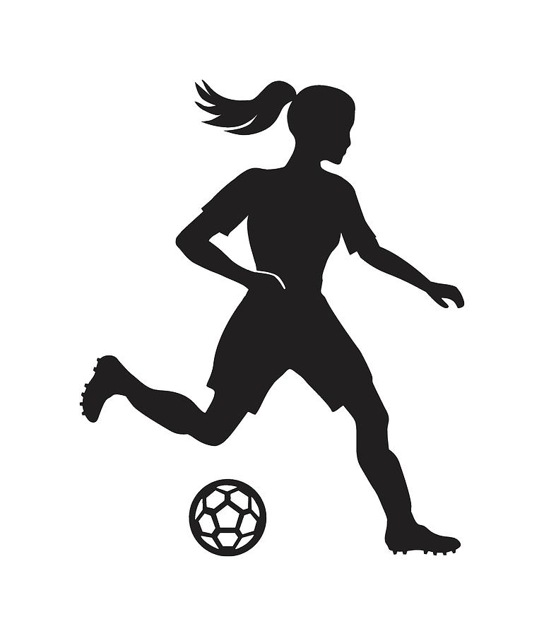soccer girl silhouette kicking