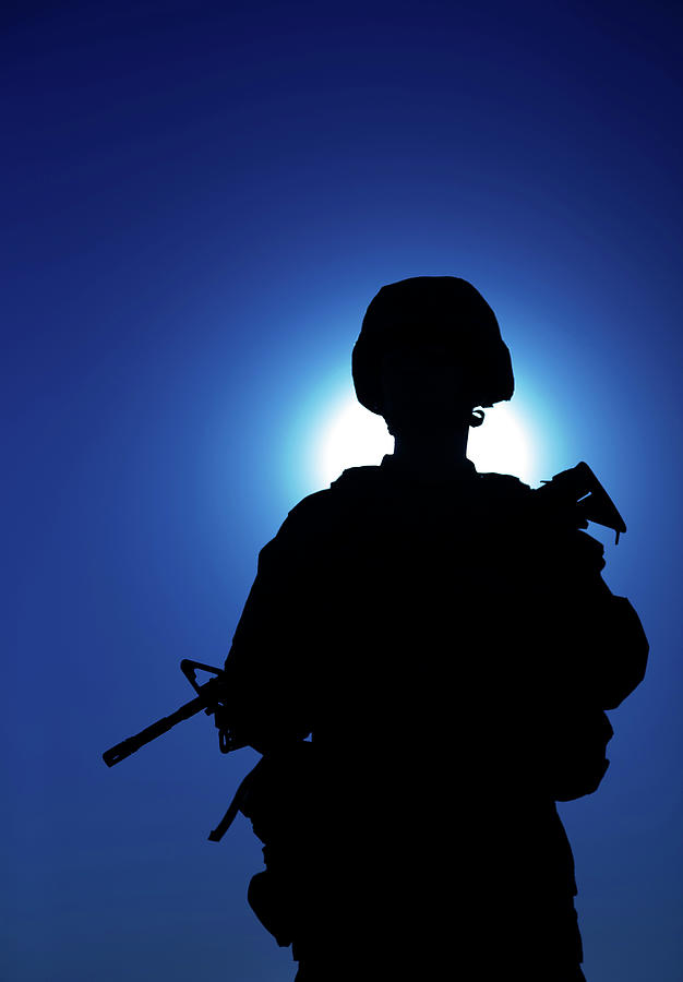 Silhouette Of Soldier Standing Photograph by Oleg Zabielin - Fine Art ...