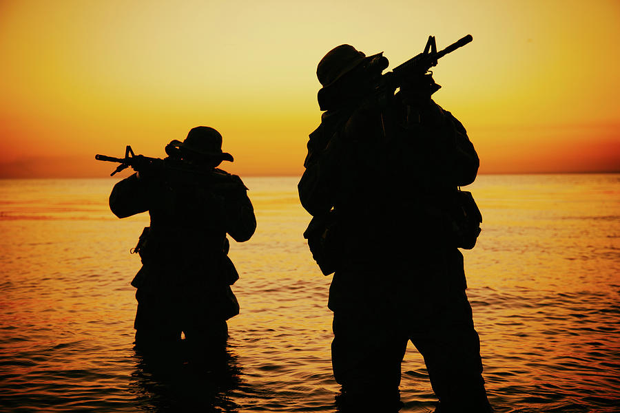 Silhouette Of Two Soldiers Coming Photograph by Oleg Zabielin - Fine ...