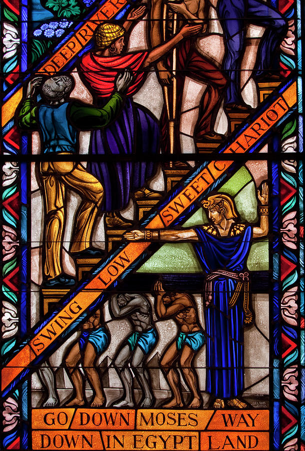 Singing Windows stained glass, designed by J&R Lamb, located in the University chapel at Tuskegee University, Tuskegee, Alabama #2 Painting by Carol Highsmith