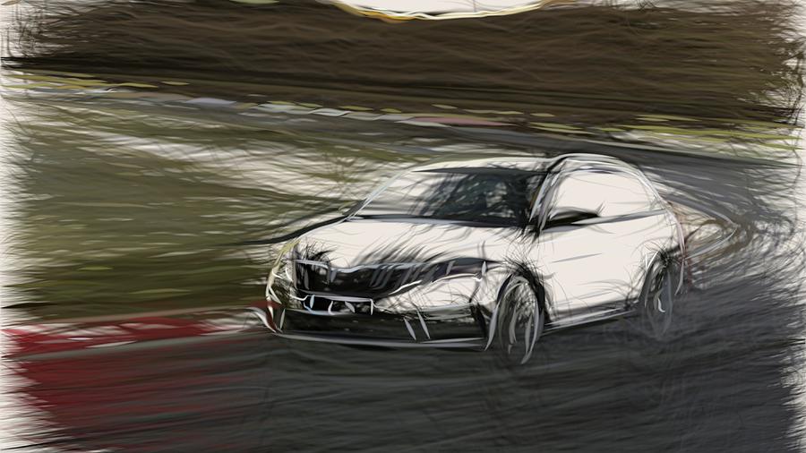 Skoda Octavia RS Drawing #3 Digital Art by CarsToon Concept