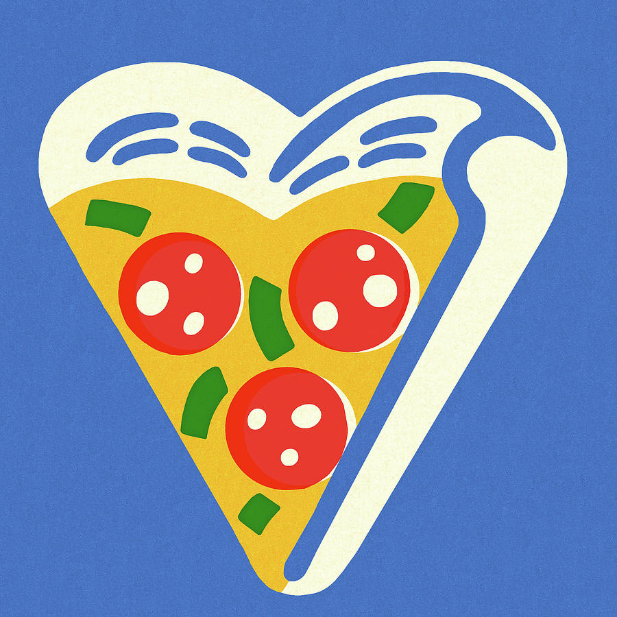 Vintage Drawing - Slice of Pizza #2 by CSA Images
