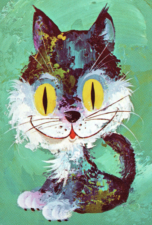 Vintage Drawing - Smiling Cat #2 by CSA Images