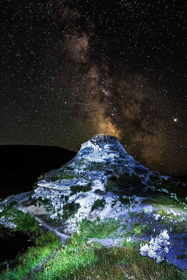 Soda butte spewing out milky way galaxy like volcano in yellowst #2 Photograph by Alex Grichenko