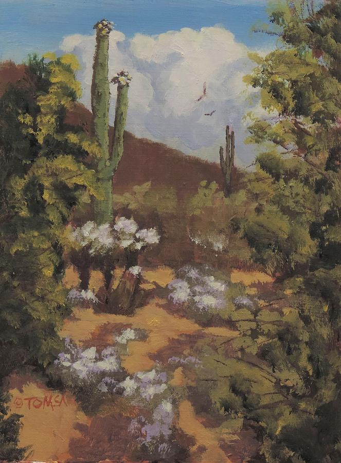 Sonoran Desert Landscape Painting by Bill Tomsa