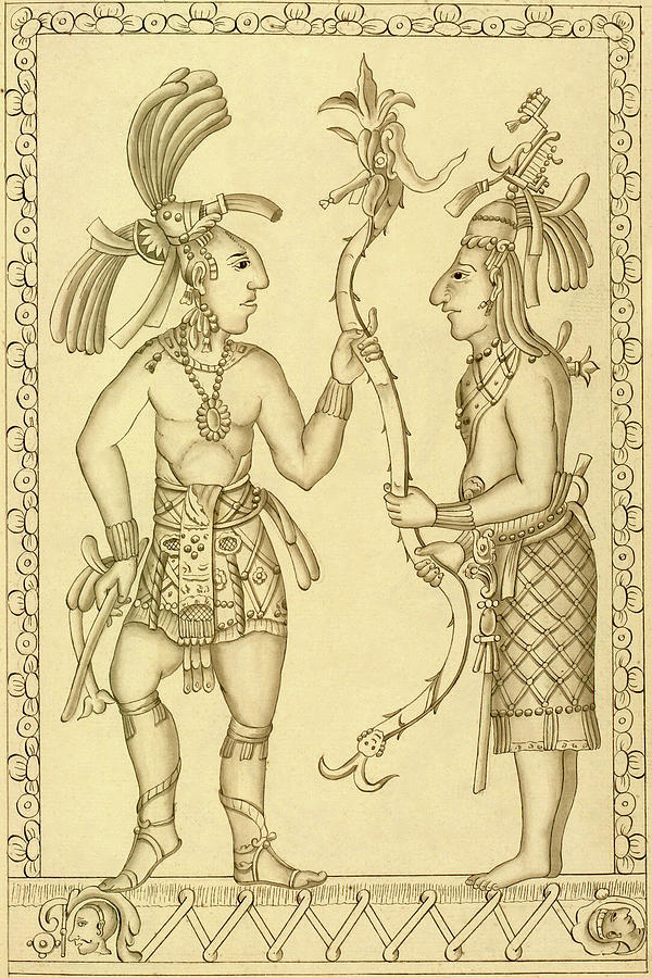 Mayan Painting - Spanish Explorer Drawings of Mayan People from Archaeology #2 by Ricardi Almendariz