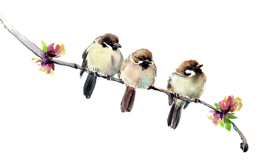 Sparrow Painting - Sparrows #2 by Suren Nersisyan