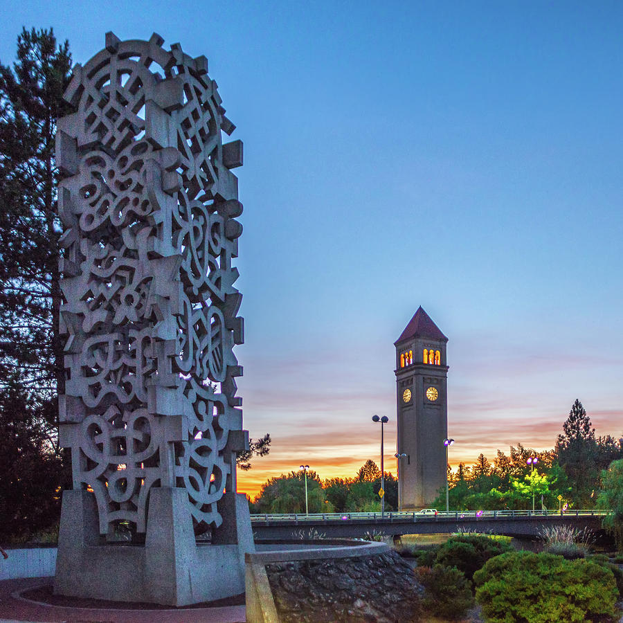 Spokane River in Riverfront Park with Clock Tower #2 Photograph by Alex Grichenko