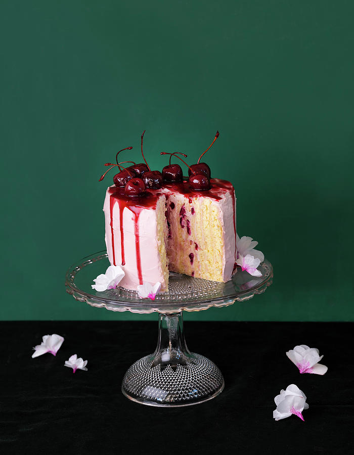 Sponge Cake With Quark And Marcarpone Cream And Port Wine Cherries #2 Photograph by Stockfood Studios / Photisserie