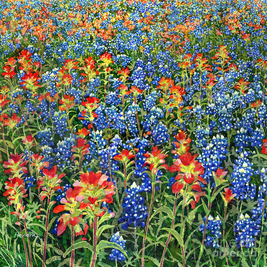 Spring Bliss -bluebonnet And Indian Paintbrush Painting