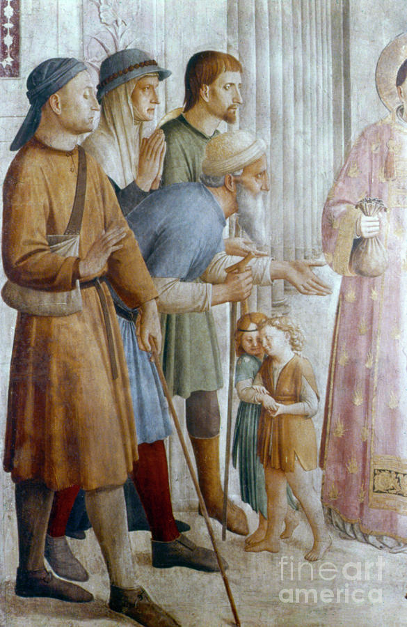 St Laurence Giving Alms To The Poor #2 Drawing by Print Collector