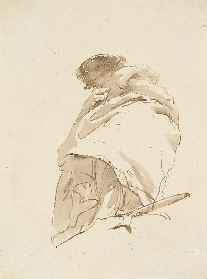 Italian Painters Drawing - Standing Woman, Turned To The Left by Giovanni Battista Tiepolo Italian Painters Drawing - Standing Woman, Turned To The Left by Giovanni Battista Tiepolo