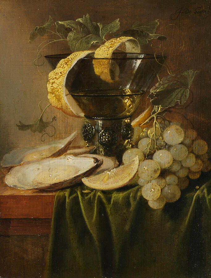 Still Life with a Glass and Oysters #2 Painting by Jan Davidsz de Heem