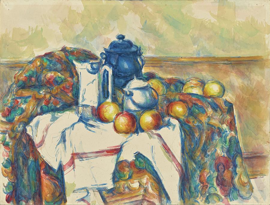 Paul Cezanne Painting - Still Life With Blue Pot by Paul Cezanne