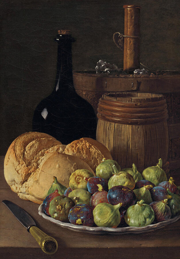 Still Life with Figs and Bread, from circa 1770 Painting by Luis Melendez Still Life with Figs and Bread, from circa 1770 Painting by Luis Melendez