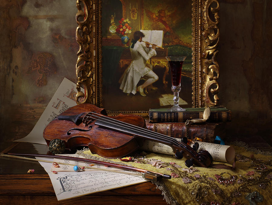 Still Life With Violin And Picture #2 Photograph by Andrey Morozov