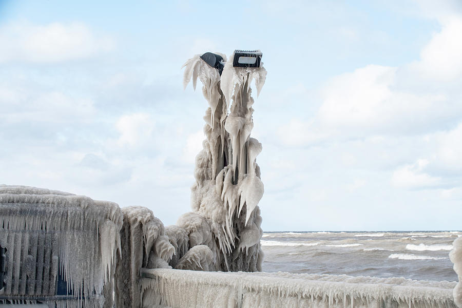 Strange Ice Formations On Pier In Lake Erie Winter Storm Photograph by ...