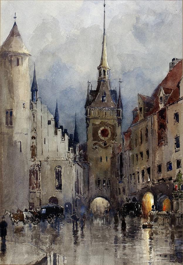 Street Scene In Munich Painting by Ross Turner | Fine Art America