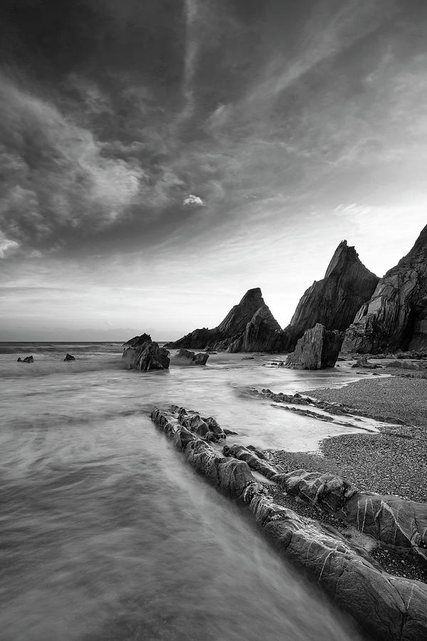 Spring Photograph - Stunning sunset landscape image of Westcombe Beach in Devon Engl #2 by Matthew Gibson