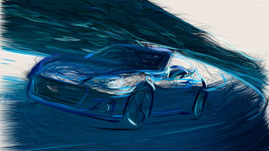Subaru BRZ Drawing #3 Digital Art by CarsToon Concept