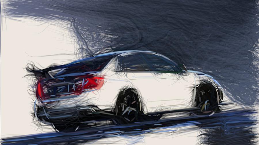 Subaru Impreza WRX STI S206 Draw #3 Digital Art by CarsToon Concept