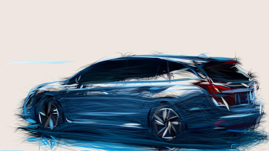Subaru Levorg Drawing #3 Digital Art by CarsToon Concept