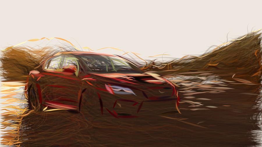 Subaru WRX Drawing #3 Digital Art by CarsToon Concept