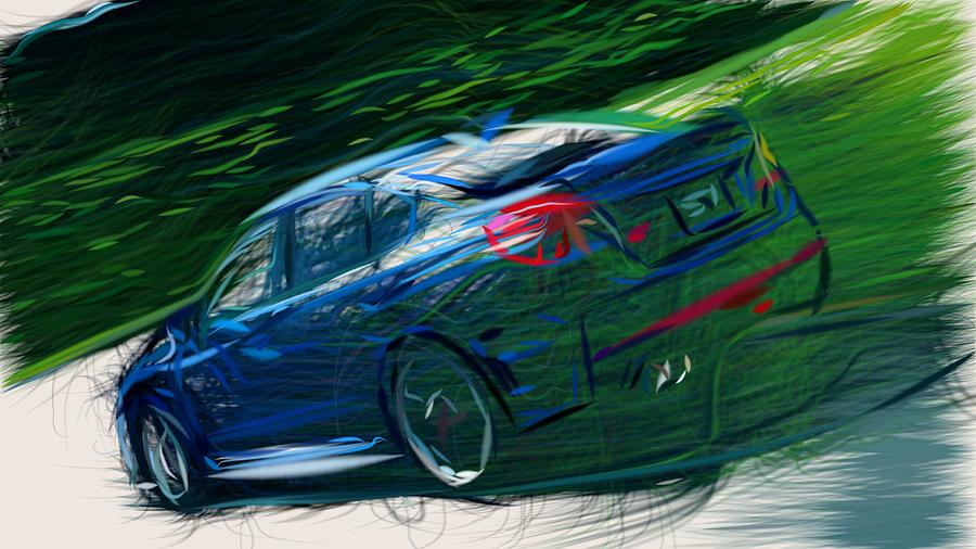 Subaru WRX STI S207 Draw #3 Digital Art by CarsToon Concept