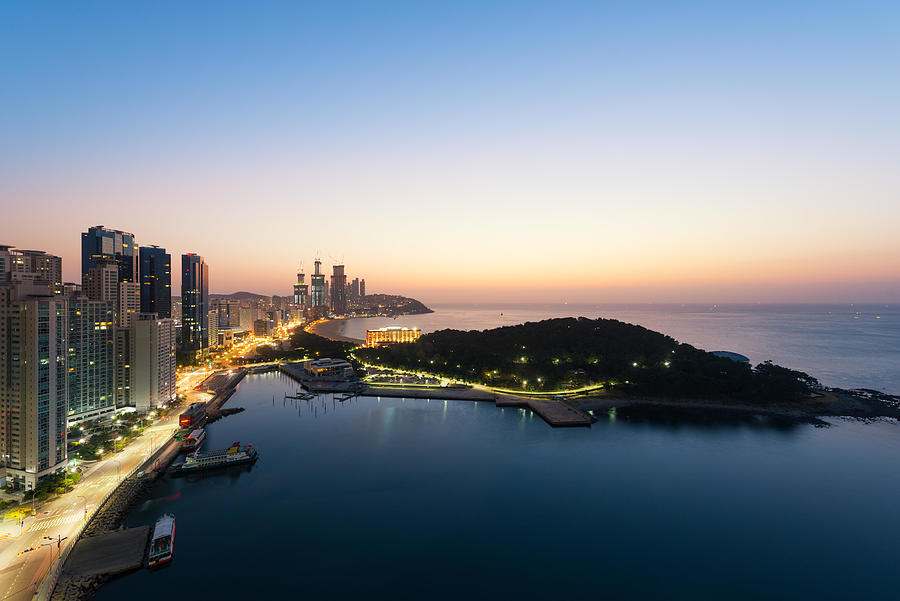 Sunset Photograph - Sunrise At Haeundae Beach In Busan #2 by Prasit Rodphan