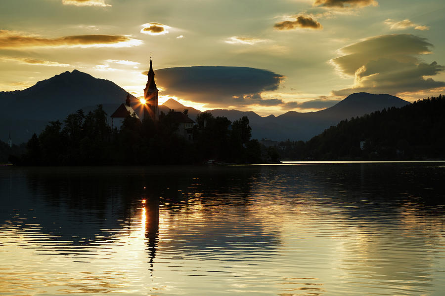 Sunrise at Lake Bled Photograph by Ian Middleton
