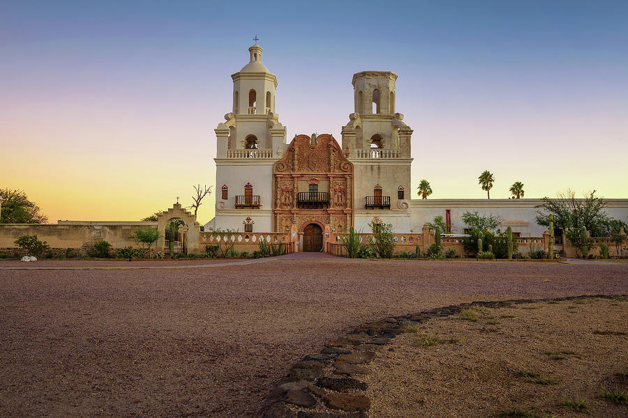 Sunrise at the San Xavier Mission Church in Tucson Photograph by ...