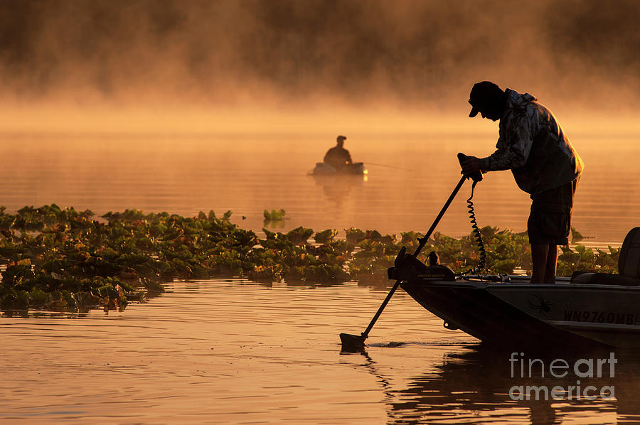 Sunrise on Lake Cassidy with Fishermen  #2 Photograph by Jim Corwin