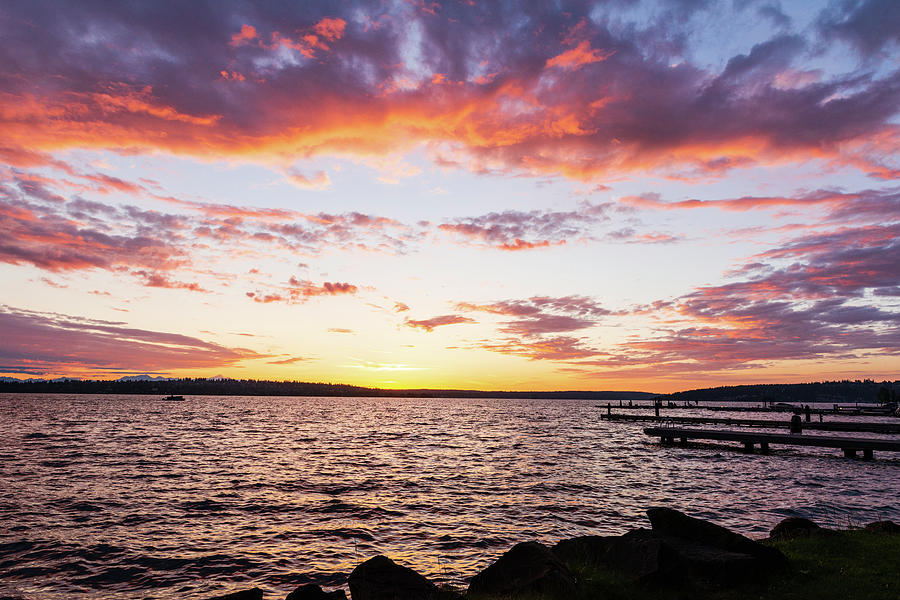 Sunset in Lake Washington #3 Digital Art by Michael Lee