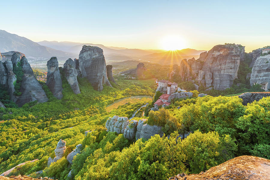 Sunset In Meteora Pyrography By Balate Dorin