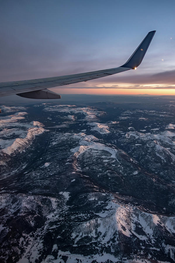 Sunset Over Colorado Rockies From An Airplane #2 Photograph by Alex Grichenko