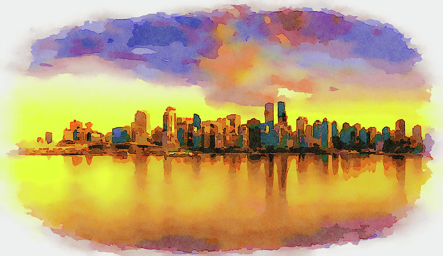 Sunset Colors Sunset Print Wall Art Prints Vancouver Skyline Canada Wall Decor Yaletown Poster Vancouver Downtown Cityscape Fine art