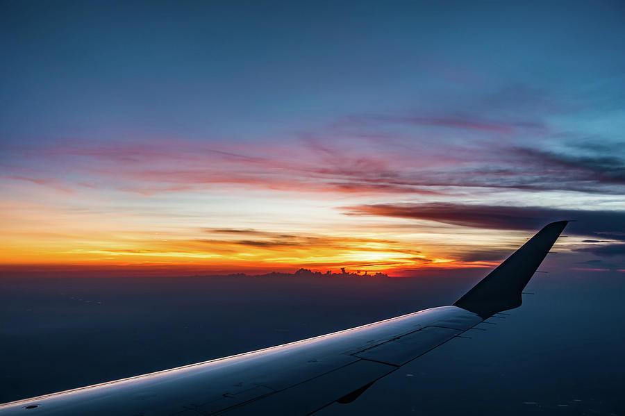 Sunset view from airplane window #2 Photograph by Alex Grichenko