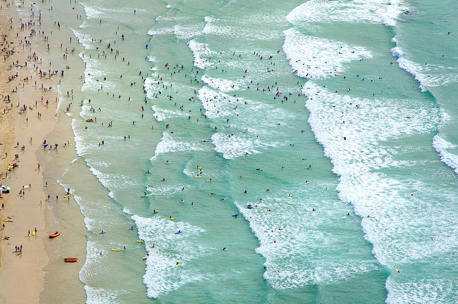 Swimmers And Surfers On Beach, Aerial Photograph by Jason Hawkes Swimmers And Surfers On Beach, Aerial Photograph by Jason Hawkes