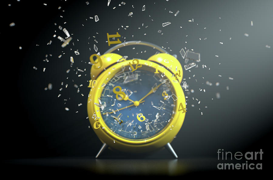 Alarm Digital Art - Table Clock Time Smashing Out by Allan Swart Alarm Digital Art - Table Clock Time Smashing Out by Allan Swart