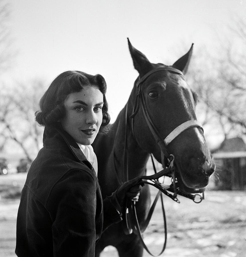 Horse Photograph - Teenagers- Lucky Generation- Suburban teenagers reap the benefits of social stability and quaint middle class surroundings. #2 by Nina Leen