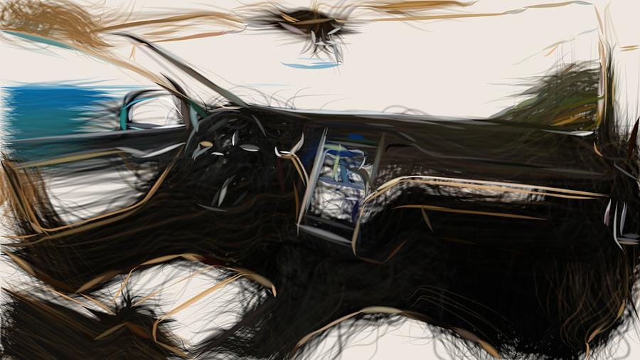 Tesla Model S Drawing #3 Digital Art by CarsToon Concept