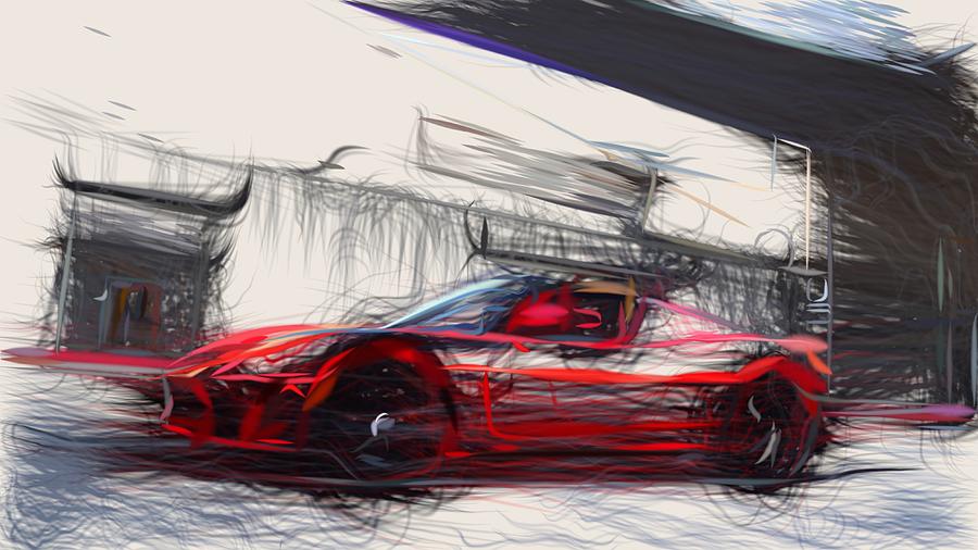 Tesla Roadster 2.5 Draw #2 Digital Art by CarsToon Concept