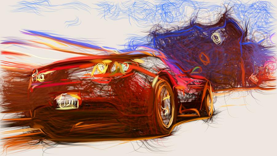 Tesla Roadster Draw #2 Digital Art by CarsToon Concept