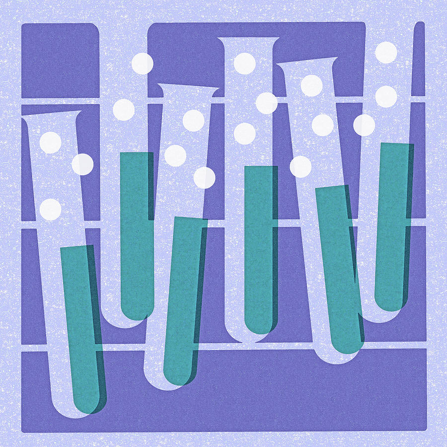 Vintage Drawing - Test Tubes #2 by CSA Images