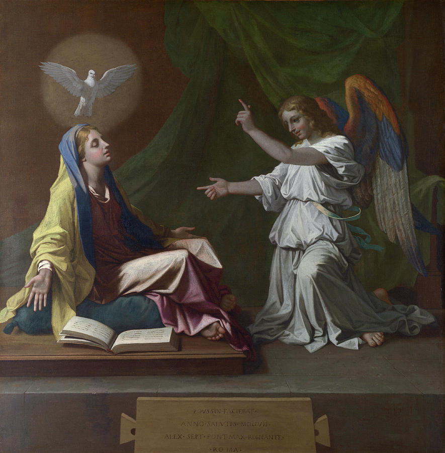 The Annunciation Painting by Nicolas Poussin Fine Art America