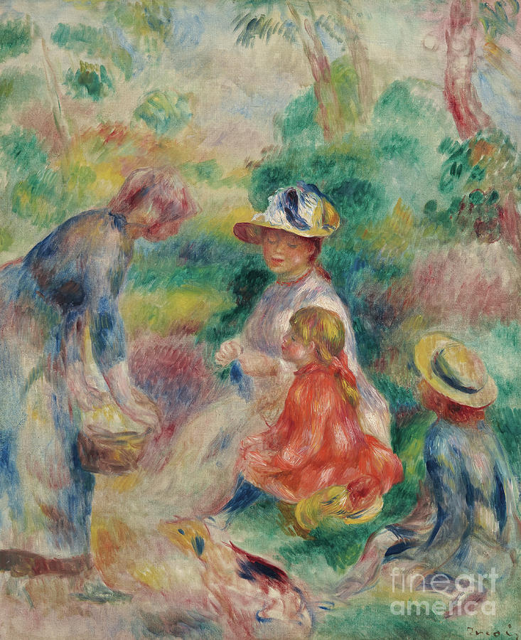 The apple seller Painting by Pierre Auguste Renoir