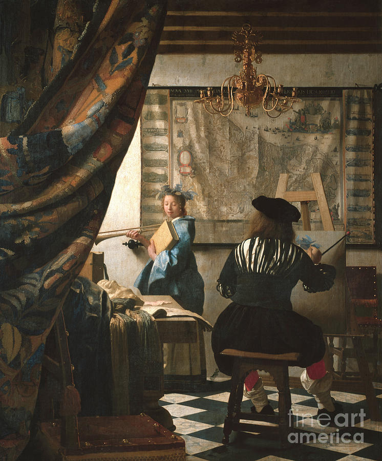 Jan Vermeer Painting - The Art of Painting  AKG452980 by Jan Vermeer